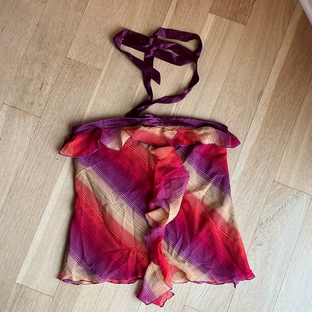 Banana Republic Red and Purple Top 2000s halter top
